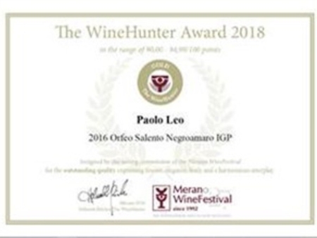 ECCELLENZA AI VINI DELLE CANTINE PAOLO LEO AL MERANO WINE AWARD 2018